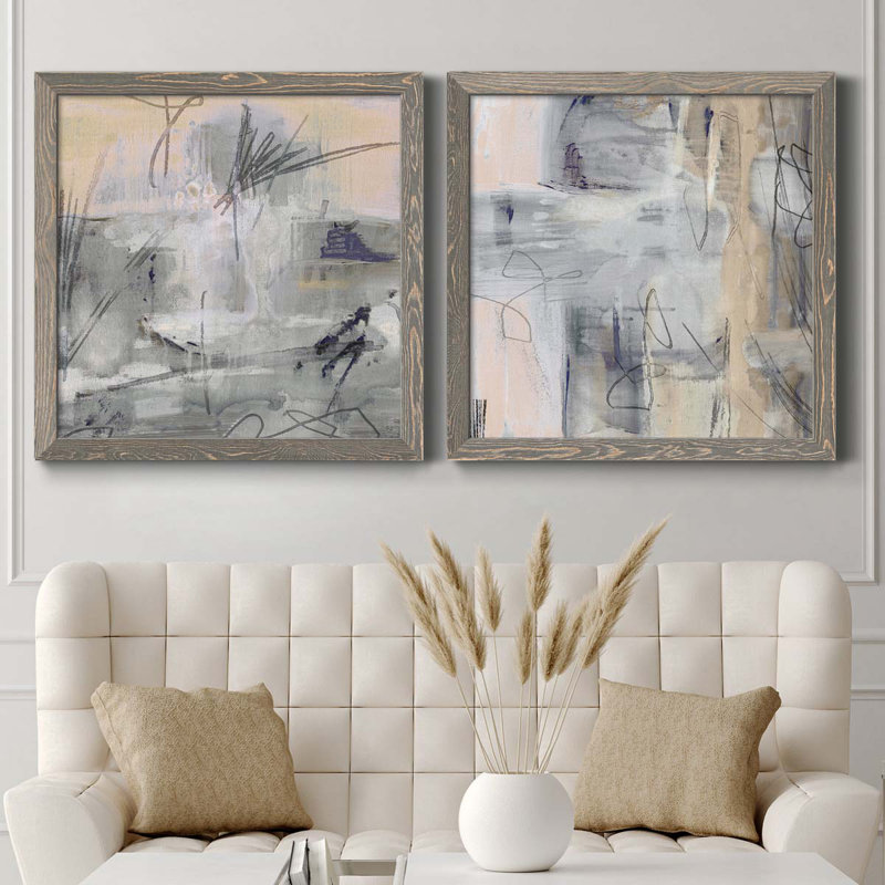 Southeast I - Ensemble de 2 peintures sur toile encadrées, Cadre gris, H 27,5 po x l 55 po x P 1,5 po