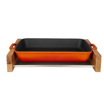 Lava Cast Iron Lasagna Pan, Three Layers of Enameled Cast Iron Lasagna Pan, Baking  Tray with Service Stand, 10x16 Inch Rectangular Oven Safe Serving Dish  (Orang… in 2023