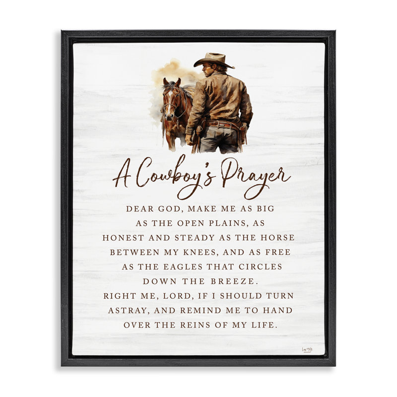  «Heartfelt Cowboy's Prayer», art mural encadré sur toile flottante par Lux + Me Designs, H 31 po x l 25 po