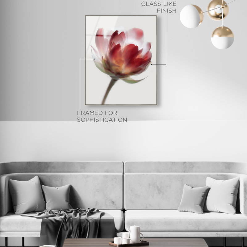 Crimson Core II High-Gloss Frameless Acrylic Glass Wall Art Abstract Print by Oliver Gal, Ready to Hang, 16 x 20, 31"H x 37"W