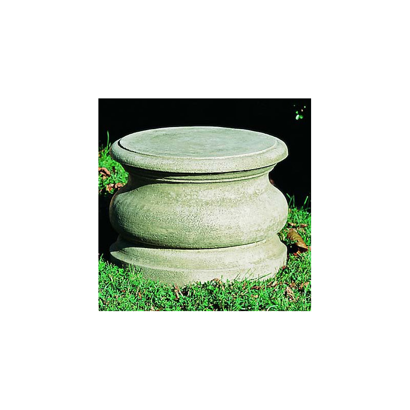 Low Round Plain Pedestal, Aged Limestone