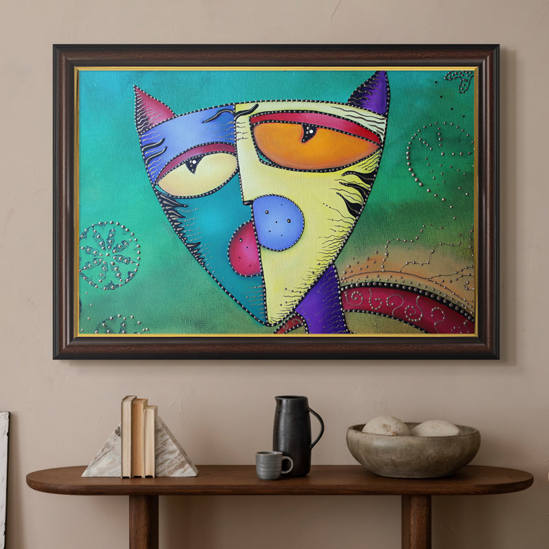 Celestial Cat-Laura Barbosa-Toile encadrée sur mesure, 16 po x 22 po, Toile avec cadre, Noyer doré