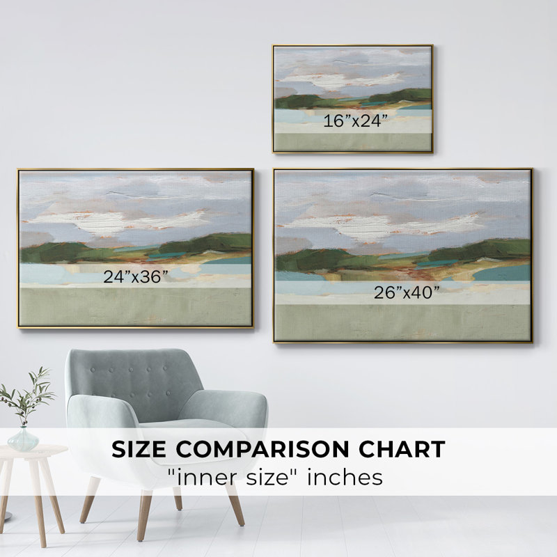 High Noon Vista Study II, Toile avec cadre flottant or, H 27 po x l 41 po x P 2 po, Non