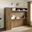 Lit double avec garde-robe, tiroirs et tablettes fonctionnelles en bois antique à 3 ouvertures - fabrication peu encombrante
