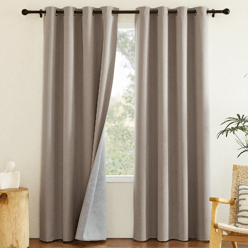 100% Blackout Curtains Linen Texture Room Darkening Thermal Insulating Drapes for Bedroom & Living Room(Set of 2)