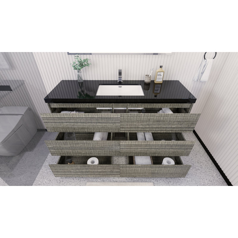 Santrice 59.5'' Single Bathroom Vanity with Acrylic Top, Hight Gloss Ash Gray