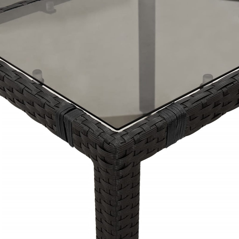  Garden Dining Set Black, 6, 59.1" x 35.4" x 29.5", With footrest