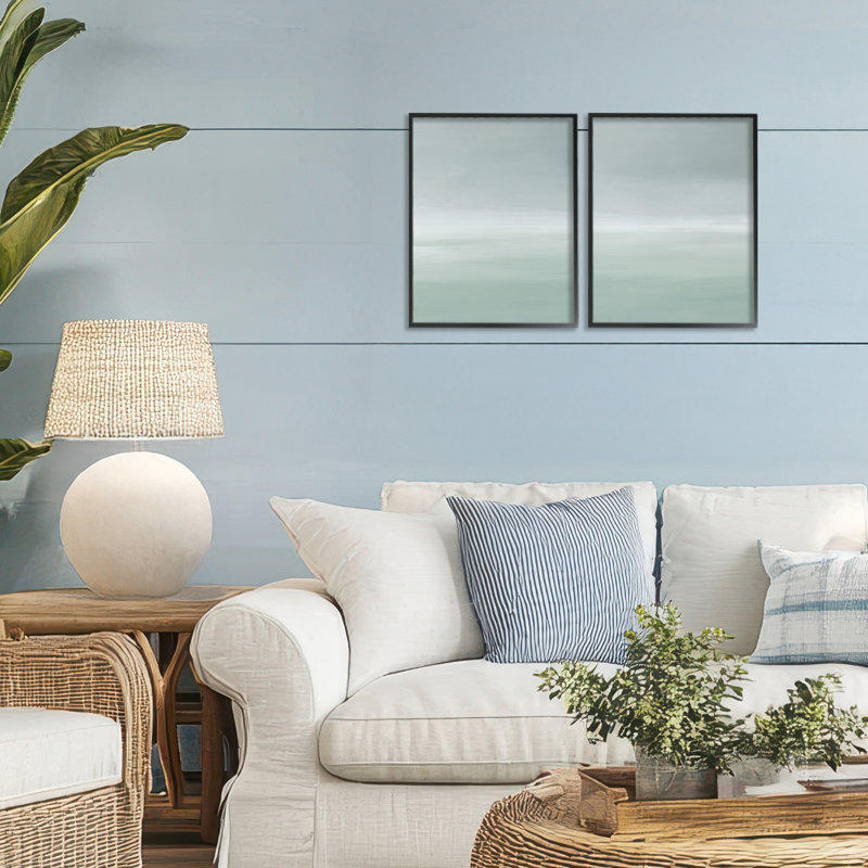 Ensemble de 2 giclées encadrées Hampton Mist Gradient, par Grace Popp, H 14 po x l 22 po, Giclée encadrée noir minuit