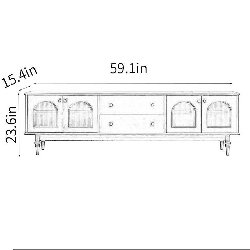 Meuble télé noir américain, 59.1"