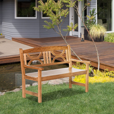 Breonna 2-Seater Chair Wooden Garden Bench for Porch Natural