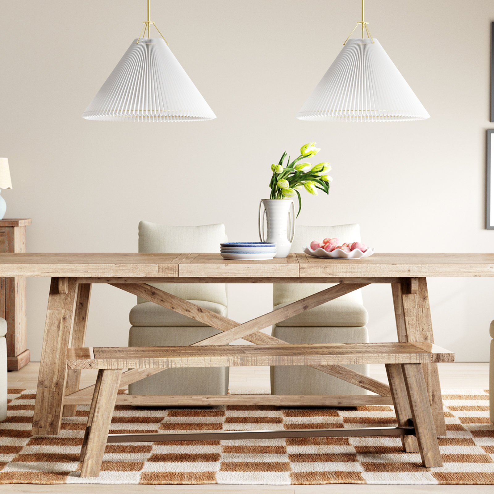 Bianca 60" Dining Bench, Weathered Natural