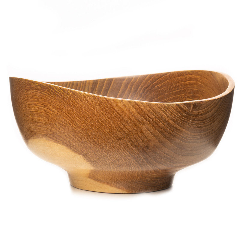 Ensemble de 2 bols en bois de teck Wavy Menbachi