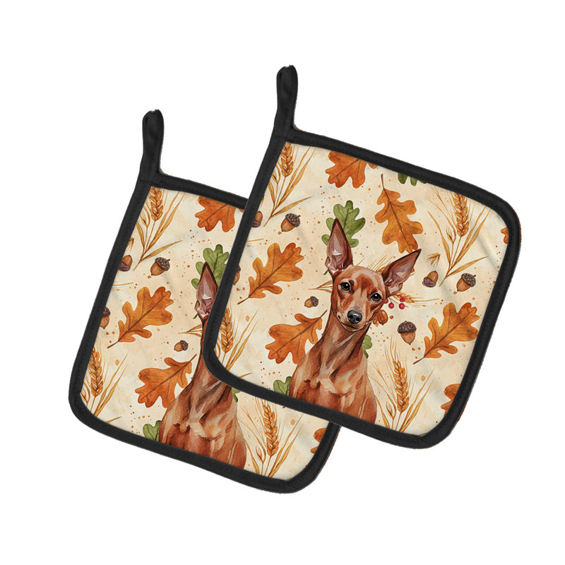 Paire de supports à casseroles rouges Mini Pinscher