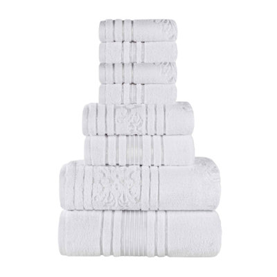 Sadie Zero Twist Cotton Solid and Jacquard Absorbent Assorted Towel Set