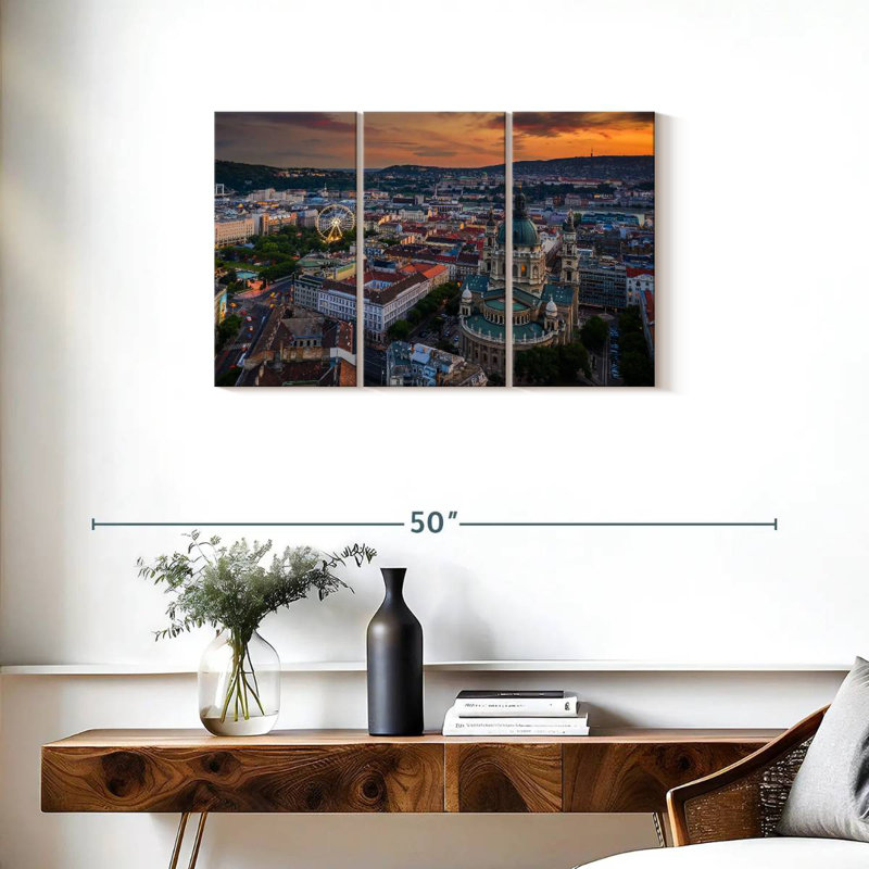 Coucher de soleil à Budapest, H 20 po x l 33 po