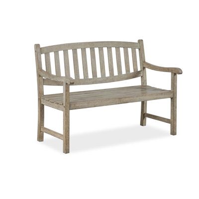 Solid Wood Outdoor Bench with Backrest and Armrests