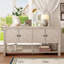 Buffet 60 "avec portes en losanges tissées et tablettes ouvertes - beige-1190347699