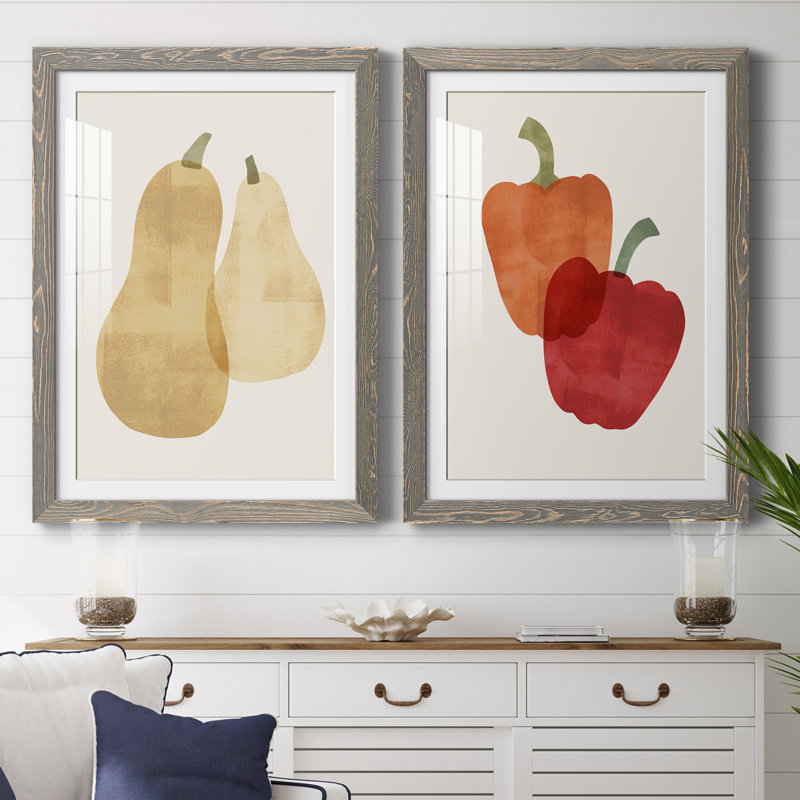Organic Veg VI - ensemble de 2 peintures encadrées, H 24 po x l 36 po x P 1,5 po, Gris