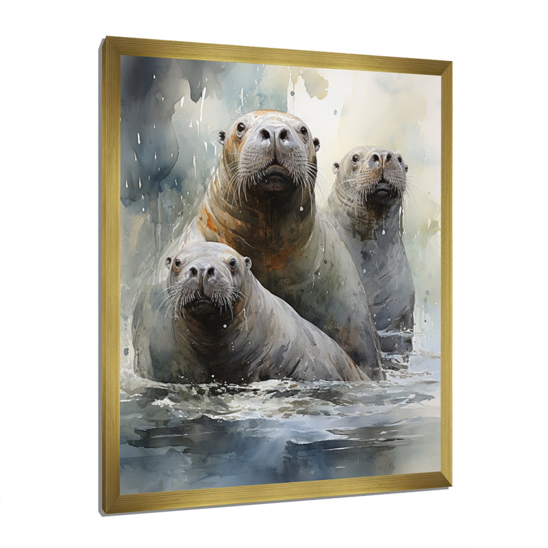 Morse gracieux géants sur toile, H 40 po x l 30 po x P 1,5 po, Cadre doré à une seule photo