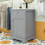 Meuble-lavabo contemporain simple avec lavabo en céramique, porte à fermeture douce et tablette réglable-1325059899