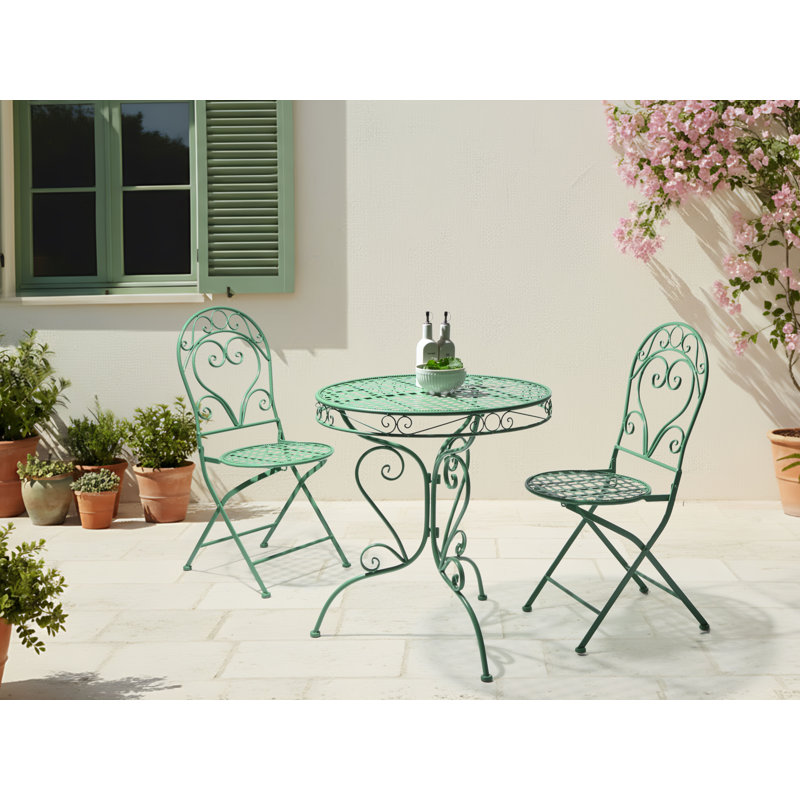 Round Metal Outdoor Bistro Table , 70cm cm W 70cm cm D, Green