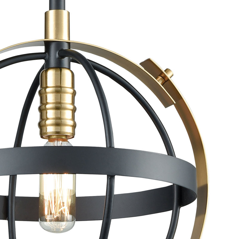 Mini-luminaire suspendu 1 lumière de 10 po Caldwell - noir mat
