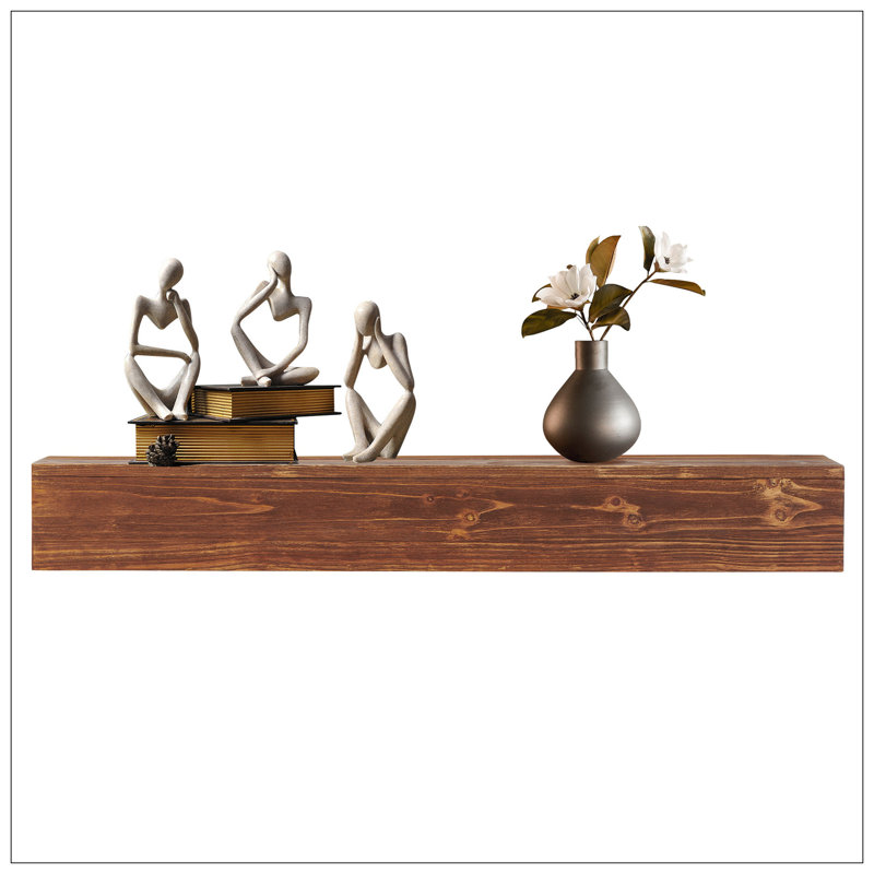 Manteau de cheminée en bois rustique, tablette murale et flottante pour la décoration intérieure, H 6 po x l 48 po x P 9 po