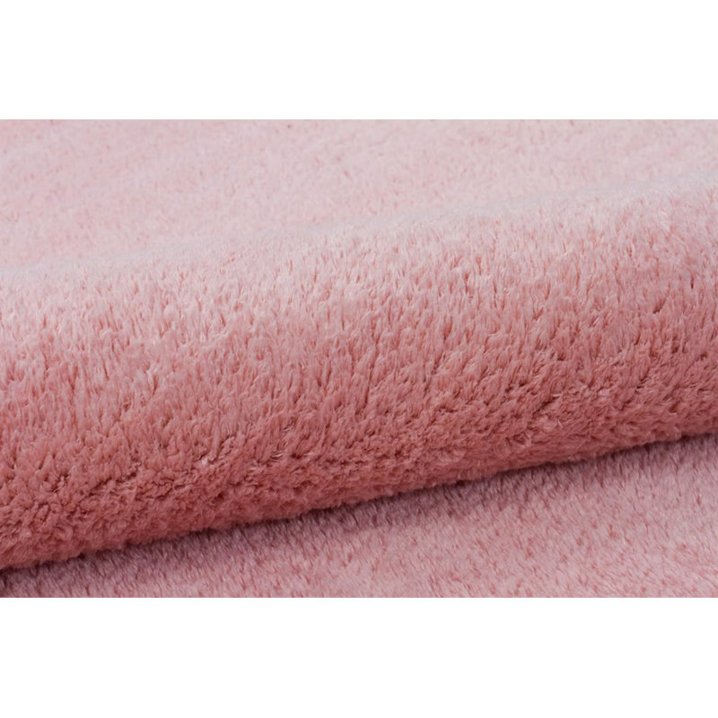 Tapis rose en coton tissé à la machine Fideline, Rectangle 6 pi 7 po x 9 pi 10 po