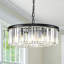 Luminaire suspendu à hauteur réglable à 2 niveaux de style lustre rond en cristal noir à 6 lumières Geboe-2121542048