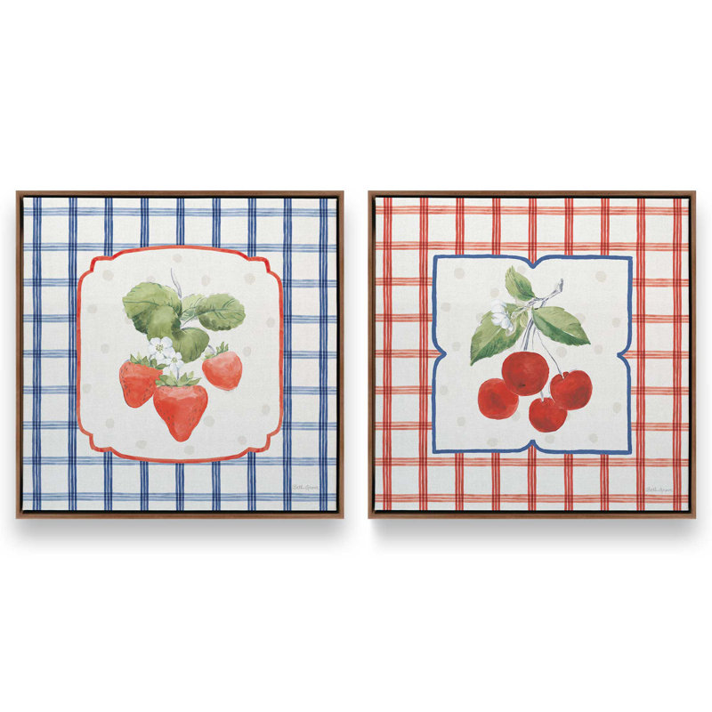 Sweet Berry Patch, ensemble de 2 impressions, 16 po x 16 po, Toile avec cadre, Noyer