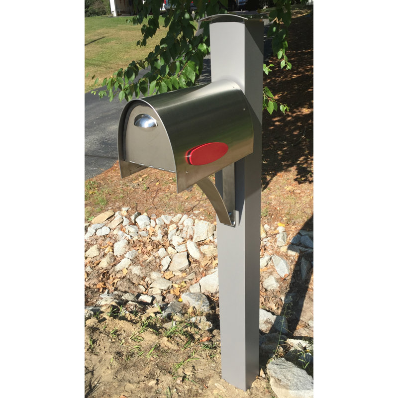Medium Stainless Steel Modern Post Mounted Mailbox