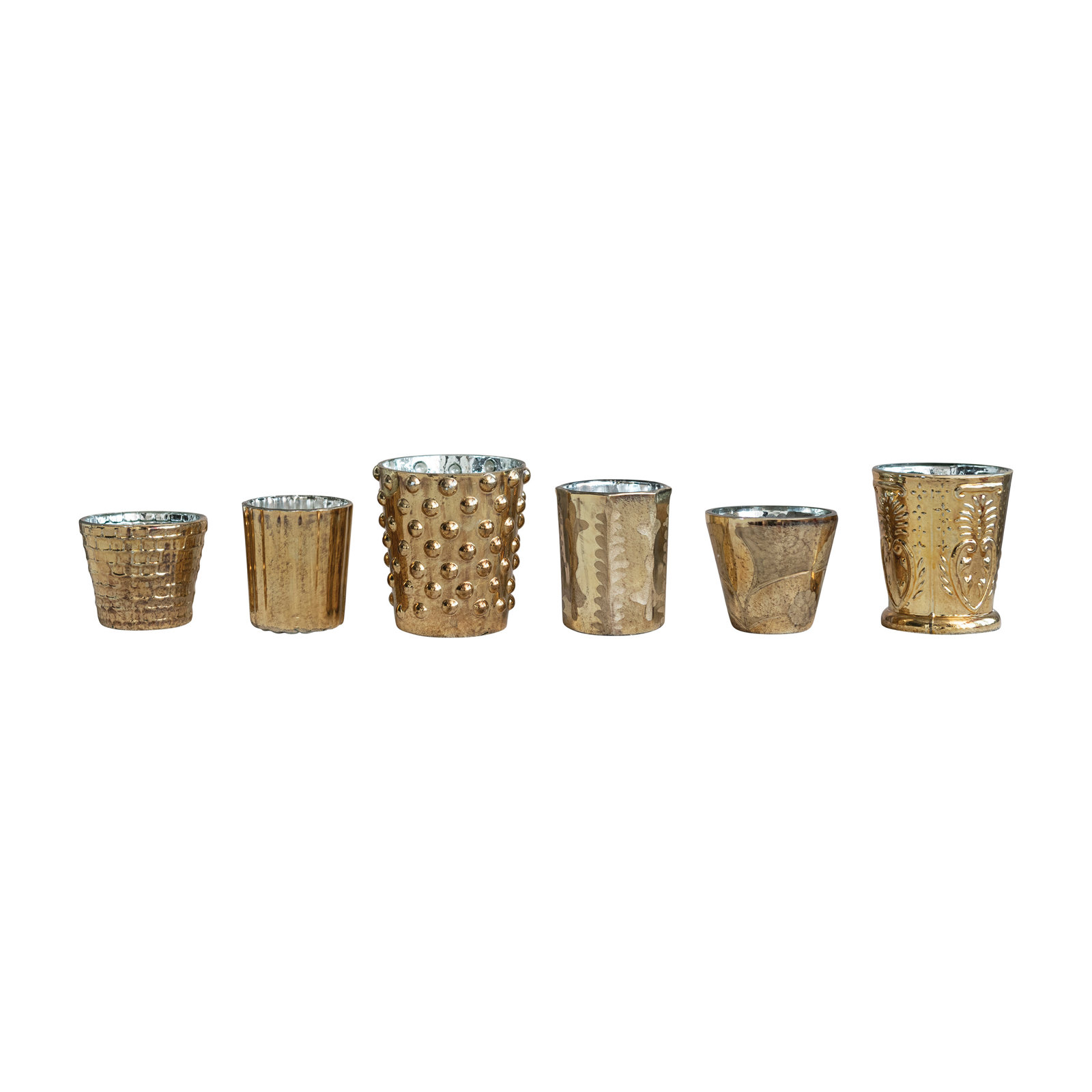 3.75'' H Glass Tabletop Votive Holder, Gold