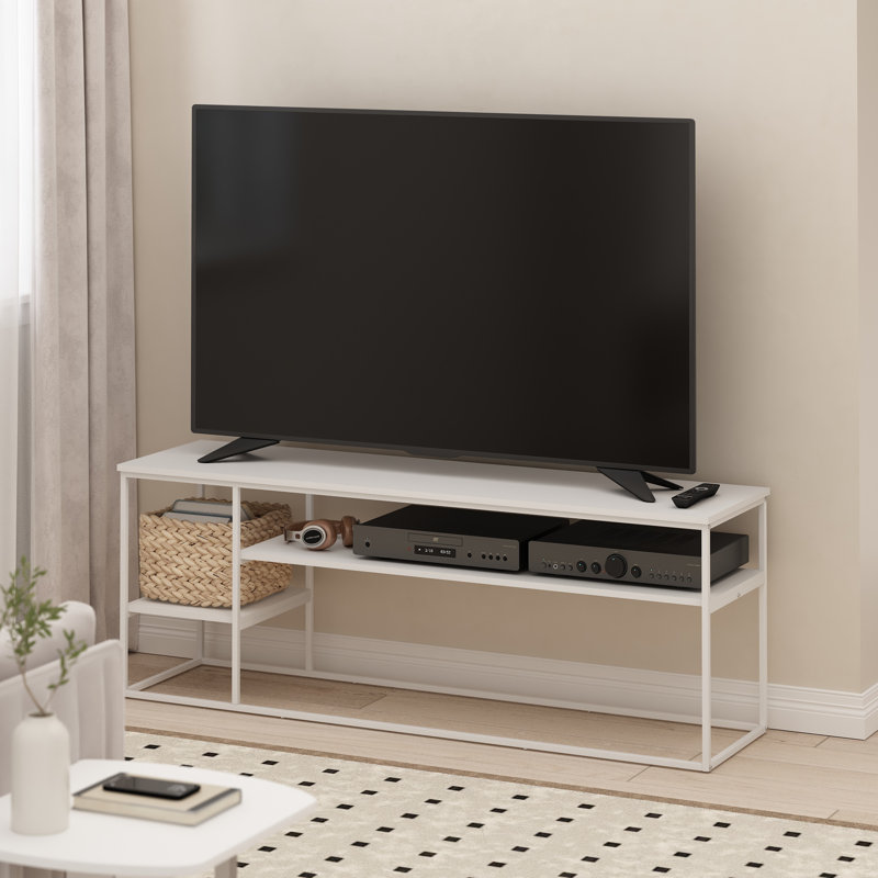 TV Stand for TVs, White, 21.9" H x 60" W x 16" D