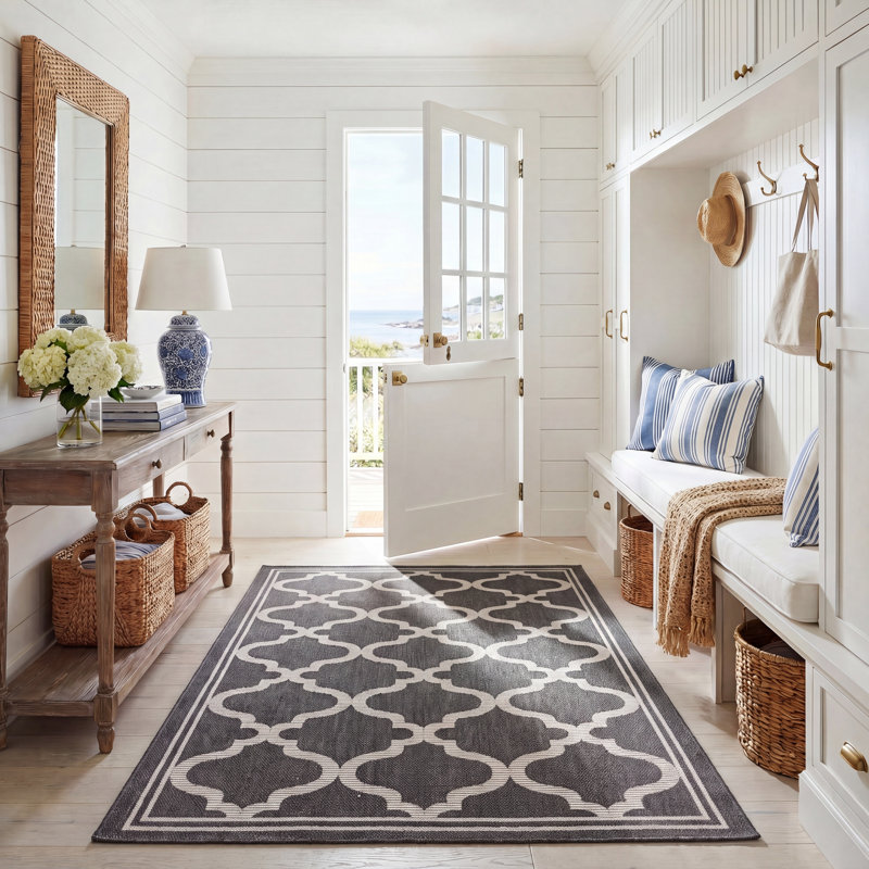Bermuda Performance Machine Washable Geometric Indoor/Outdoor Area Rug, Rectangle 5'2" x 7'5"