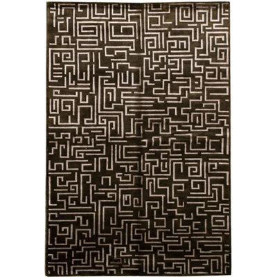 Himalayan Geometric Area Rug in Brown