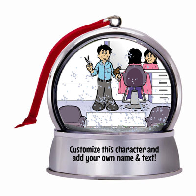 Personalized Name That Toon Hairdresser - Male Snow Globe Magnet - Great Gift!