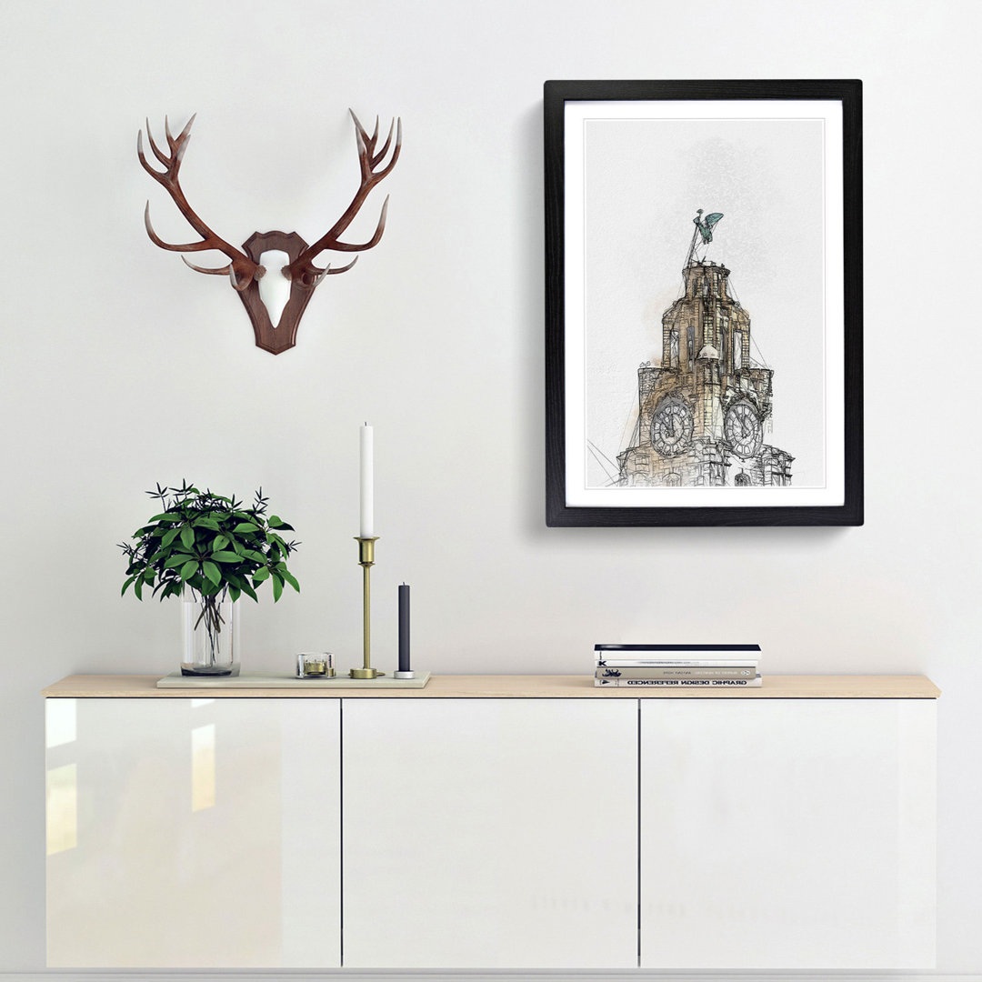 The Liver Building Liverpool in Abstract - Framed Print