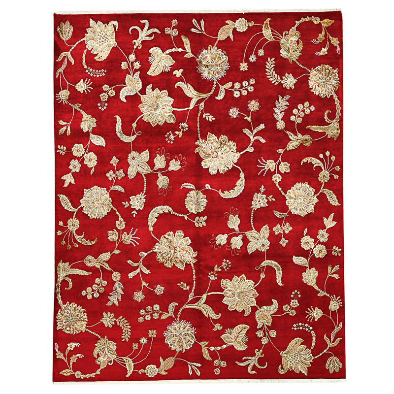 Handmade Silk and Wool Area Rug