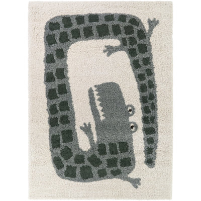 Alphonse Blue/Green Kids Alligator Area Rug