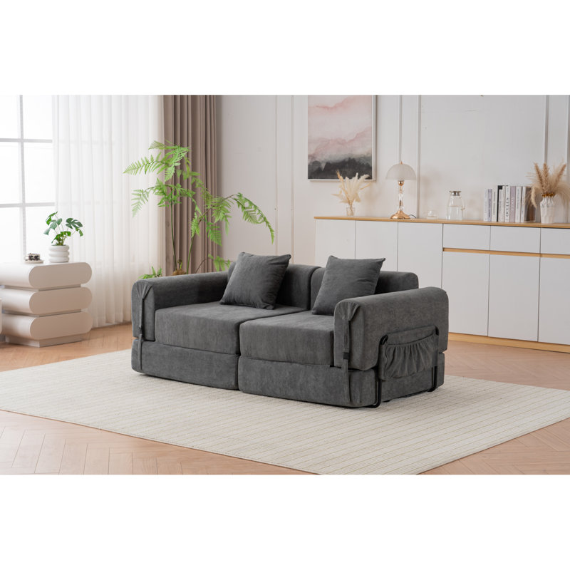 Modular Reclining Sofa Polyester Blend For Lounge Gray