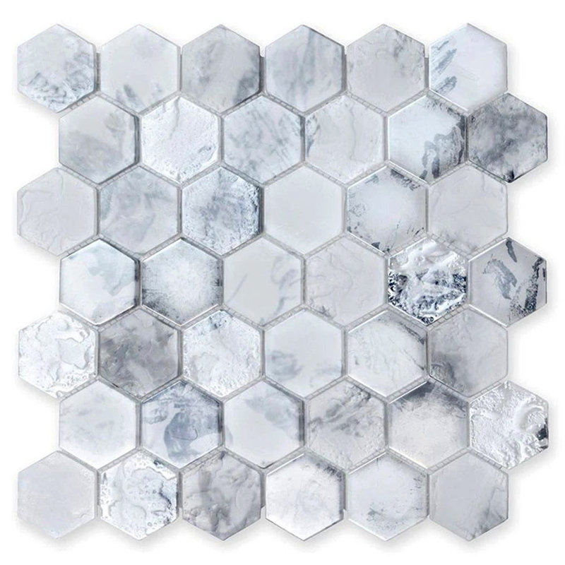 Verre 11,7 po X 11,8 po Carreau de mur et de sol en mosaïque de verre (9,6 pieds carrés / caisse) - paquet de 10, Blanc