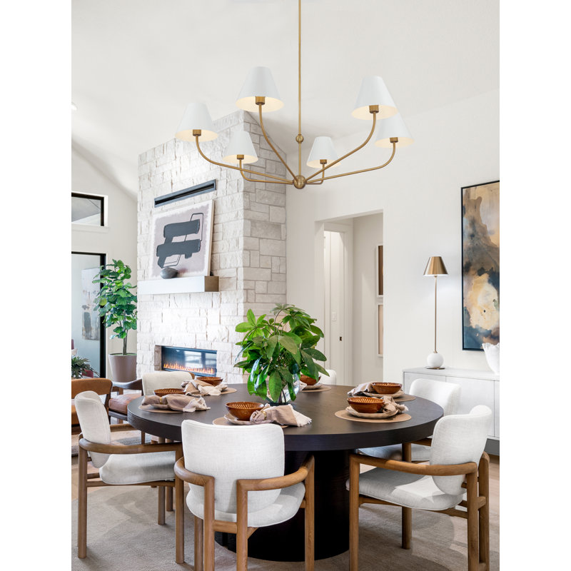 Augustina Light Vibrant Chandelier, White, 6, 12.6"H x 48"W x 48"D