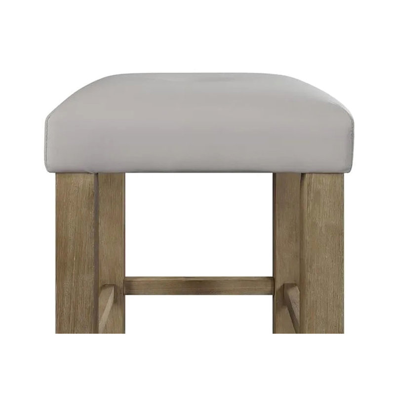 Tabourets rectangulaires gris et chêne à hauteur de comptoir de 2 avec des pieds fuselés et un siège rembourré en cuir d'unité centrale pour une expérience culinaire chaleureuse