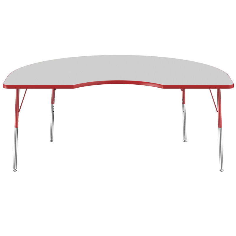 Table d'activité 48 "x 72" avec moulures en T et pieds réglables, Gris / rouge, Roulement pivotant standard