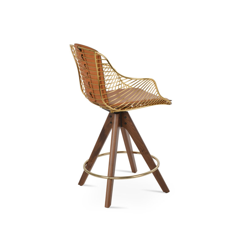 Zebra Pyramid Stool, American Walnut, Short Stool (22" Seat Height), Bone PPM-FR / Brass