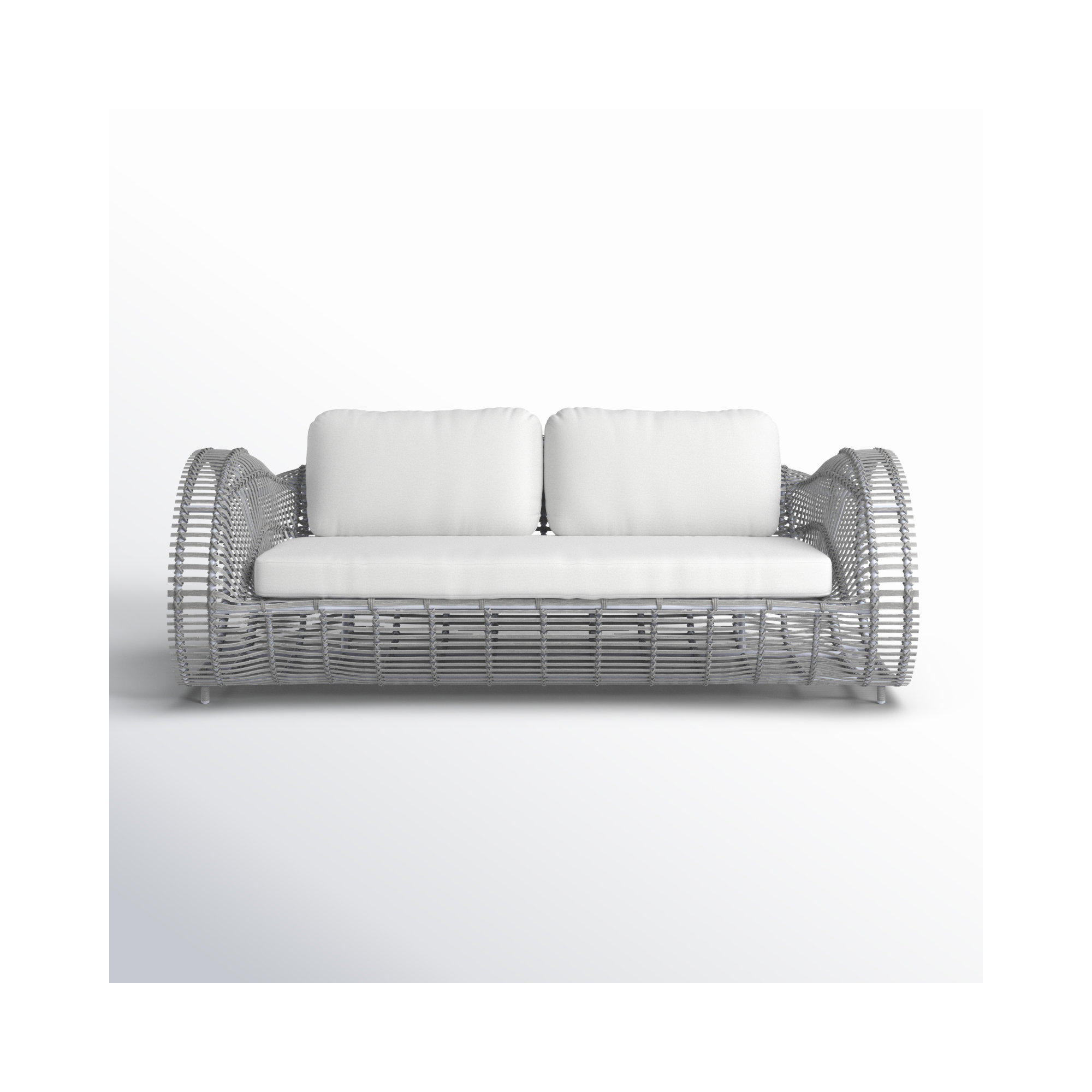 Dochi 80'' Wide Premium All-Weather Wicker Patio Sofa with Cushions, Gray