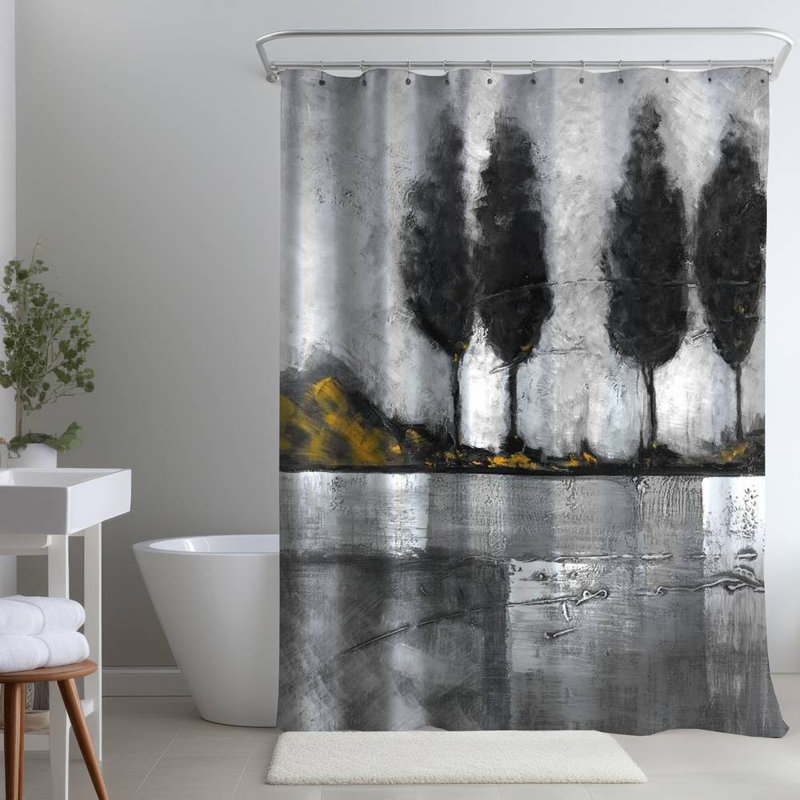 Shower Curtain LA79 – Polyester Shower Curtain, Dye Sublimation Print, 71" W × 74" L