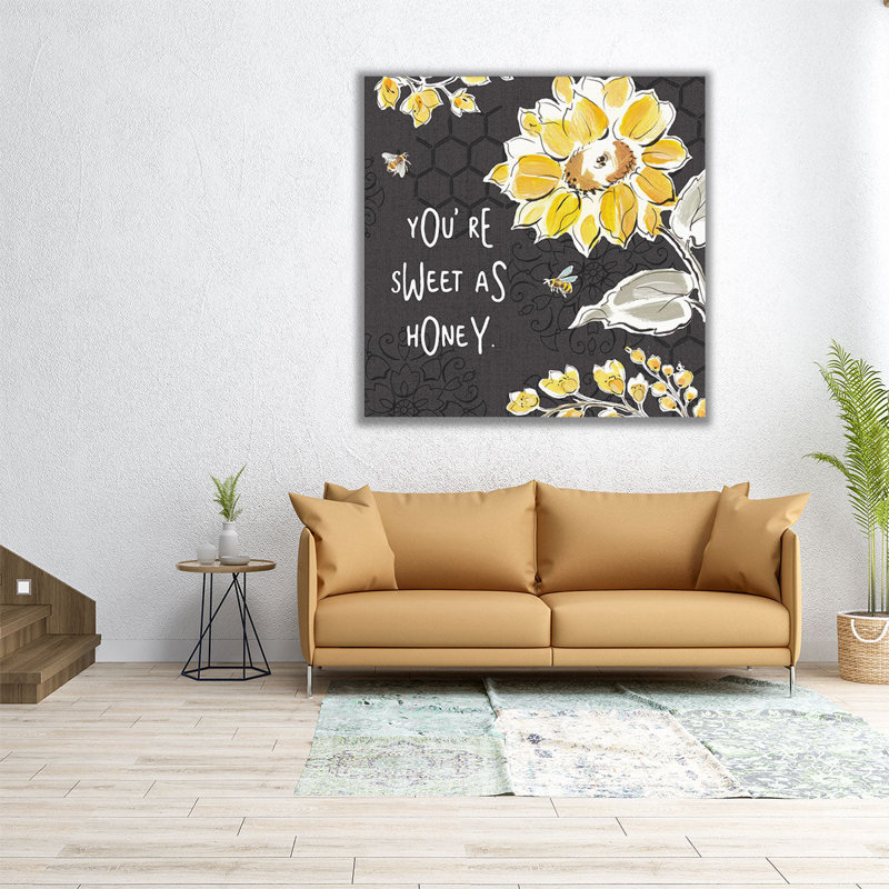 «Bee Happy III», reproduction d'art sur toile, H 12 po x l 12 po