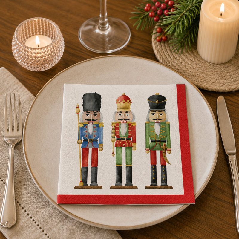 Ensemble de 12 serviettes de table casse-noisette