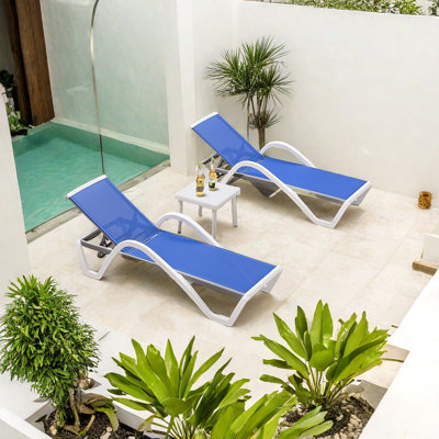 Outdoor Chaise Lounge Set with Table